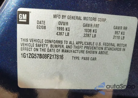 2008 Chevrolet Malibu Ls z USA, uszkodzony, nr VIN 1G1ZG57B08F217816